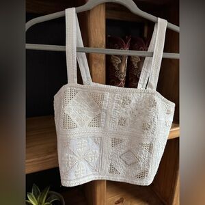 Lucky Brand embroidered crop top